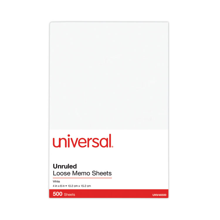 UNV46500 - Universal Loose White Memo Sheets, 4 x 6, Unruled, Plain White, 500/Pack (UNV46500)