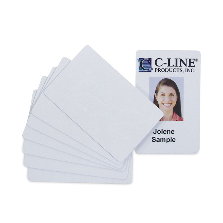 C-Line PVC ID Badge Card, 3.38 x 2.13, White, 100/Pack (CLI89007)