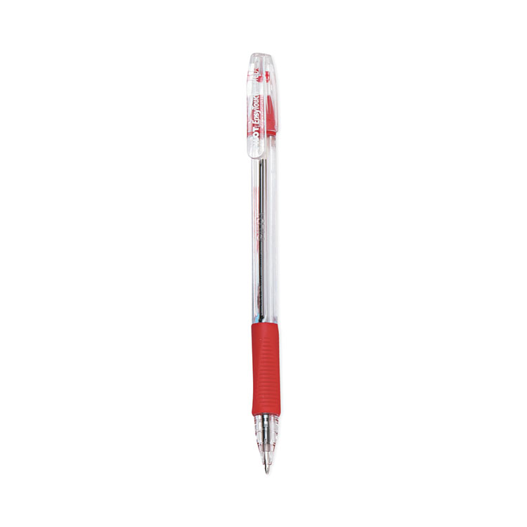 Pilot EasyTouch Ballpoint Pen, Stick, Medium 1 mm, Red Ink, Clear/Red Barrel, Dozen (PIL32012)