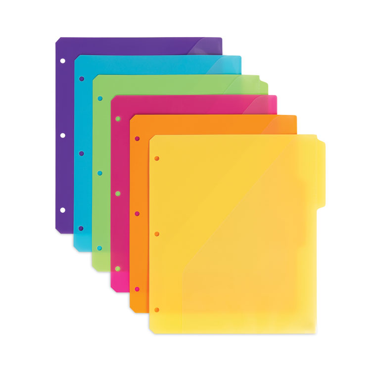 Smead Three-Ring Binder Poly Index Dividers with Pocket, 1/3-Cut Tabs, 11.25 x 9.75, Assorted Colors, 10 Sets (SMD89421)