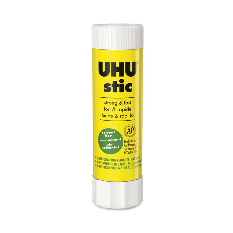 UHU Stic Permanent Glue Stick, 1.41 oz, Applies and Dries Clear (STD99655)