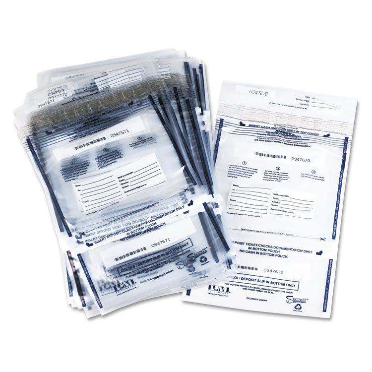 Iconex Clear Dual Deposit Bags, Tamper Evident, Plastic, 11 x 15, Clear, 100/Pack (ICX94190071)