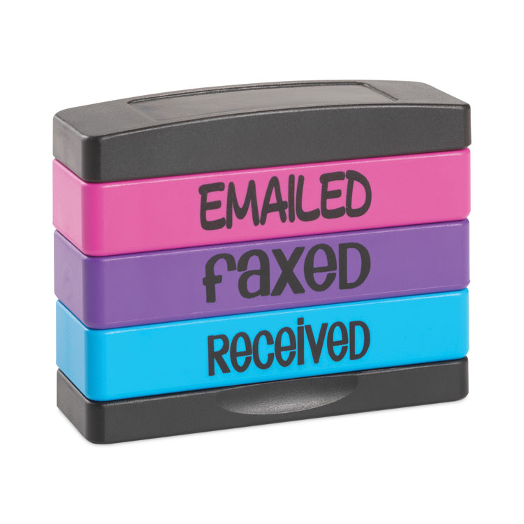 Trodat Interlocking Stack Stamp, EMAILED, FAXED, RECEIVED, 1.81" x 0.63", Assorted Fluorescent Ink (USS8800)