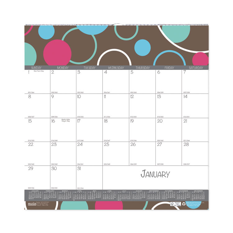 House of Doolittle Recycled Bubbleluxe Wall Calendar, Bubbles Artwork, 12 x 12, White/Multicolor Sheets, 12-Month (Jan to Dec): 2026 (HOD340)