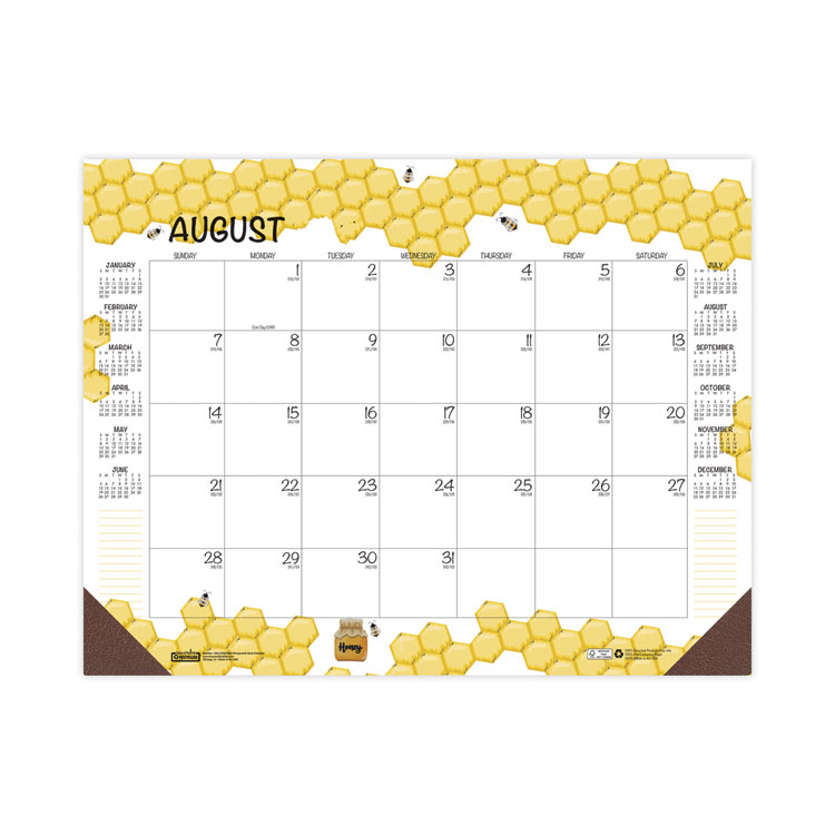 House of Doolittle Academic Year Recycled Honeycomb Desk Pad Calendar, 22 x 17, White/Multicolor Sheets, 12-Month (Aug to July): 2025 to 2026 (HOD1565)