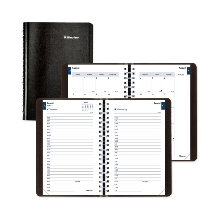 Blueline Academic Daily/Monthly Planner, 8 x 5, Black Cover, 12-Month (Aug to July): 2025 to 2026 (REDCA201BLK)