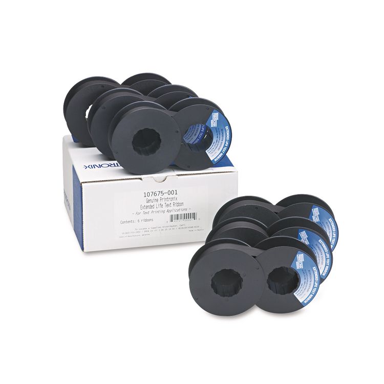 Printronix 107675001 Ribbon, Black, 6/Box (PRT107675001)
