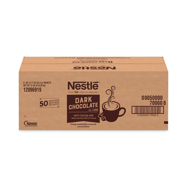 NestlÃ© Hot Cocoa Mix, Dark Chocolate, 0.71 Packets, 50 Packets/Box, 6 Boxes/Carton (NES70060CT)