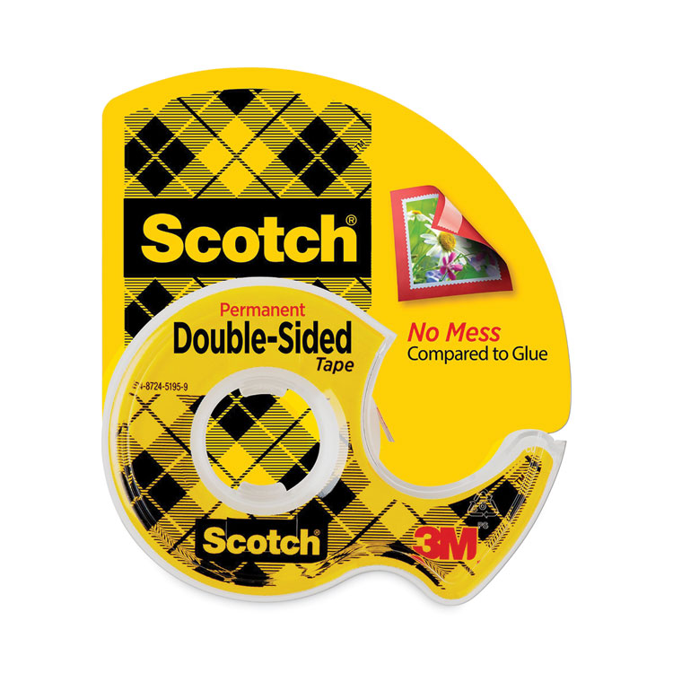 Scotch Double-Sided Permanent Tape in Handheld Dispenser, 1" Core, 0.5" x 20.83 ft, Clear (MMM136)