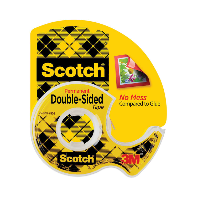 Scotch Double-Sided Permanent Tape in Handheld Dispenser, 1" Core, 0.5" x 37.5 ft, Clear (MMM137)