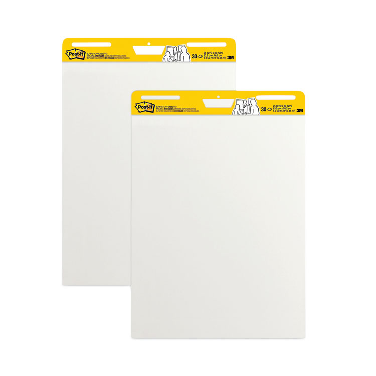 Post-it Easel Pads Super Sticky Vertical-Orientation Self-Stick Easel Pads, Unruled, 25 x 30, White, 30 Sheets, 2/Carton (MMM559)