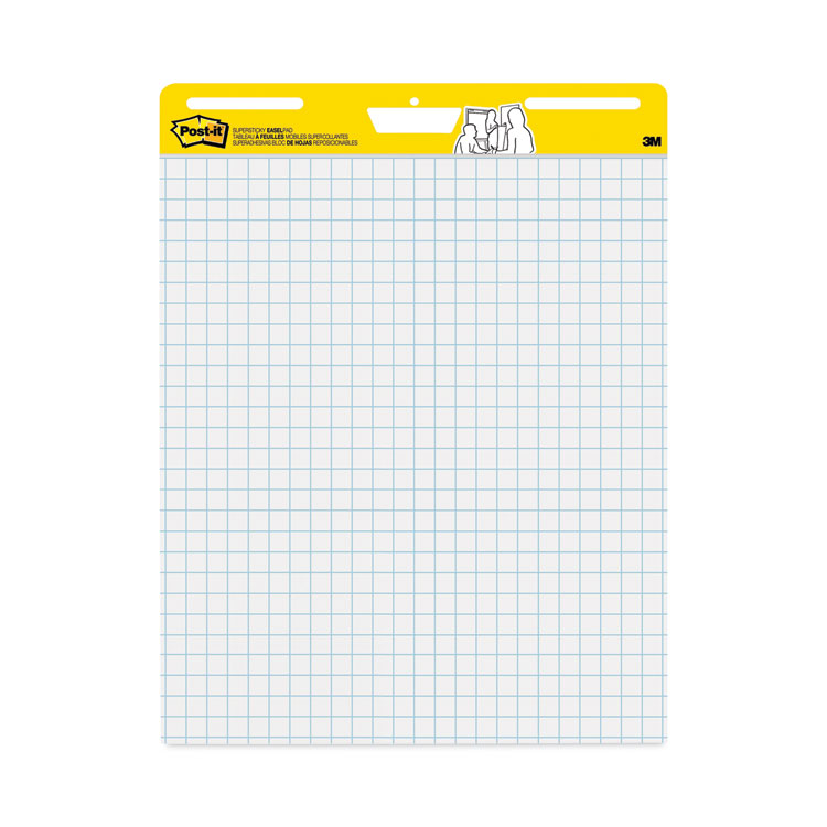 Post-it Easel Pads Super Sticky Vertical-Orientation Self-Stick Easel Pad Value Pack, Quadrille Rule (1 sq/in), 25 x 30, White, 30 Sheets, 4/Carton (MMM560VAD4PK)