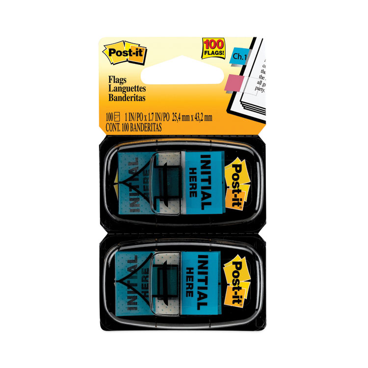 MMM680IH2 - Post-it Flags Arrow Message 1" Page Flags, "Initial Here", Blue, 50 Flags Dispensers/2 Dispensers/Pack (MMM680IH2)