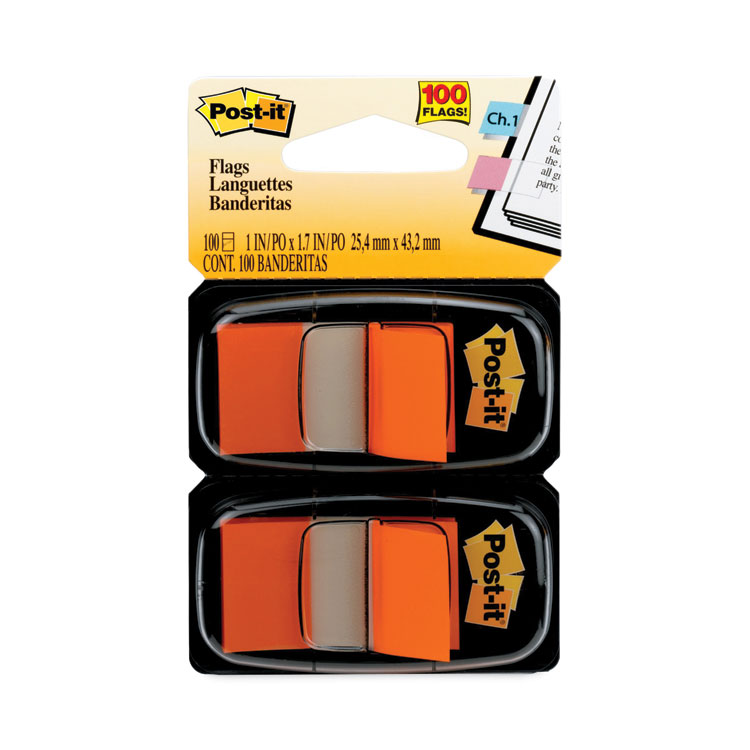 Post-it Flags Standard Page Flags in Dispenser, Orange, 50 Flags/Dispenser, 2 Dispensers/Pack (MMM680OE2)