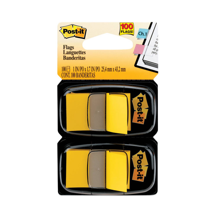Post-it Flags Standard Page Flags in Dispenser, Yellow, 50 Flags/Dispenser, 2 Dispensers/Pack (MMM680YW2)