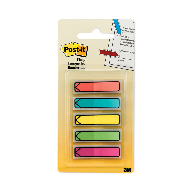 Post-it Flags Arrow 0.5" Page Flags, Five Assorted Bright Colors, 20/Color, 100/Pack (MMM684ARR2)