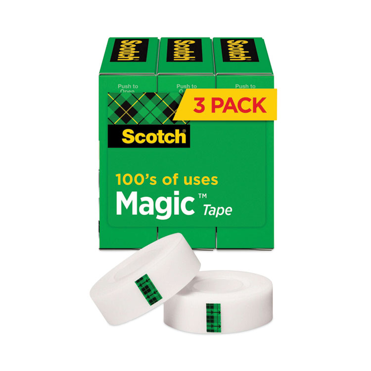 Scotch Magic Tape Refill, 1" Core, 0.75" x 83.33 ft, Clear, 3/Pack (MMM810K3)
