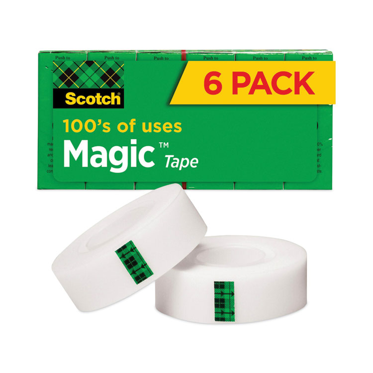 Scotch Magic Tape Refill, 1" Core, 0.75" x 83.33 ft, Clear, 6/Pack (MMM810K6)