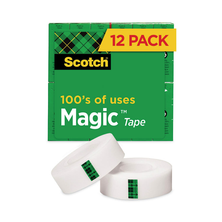 Scotch Magic Tape Value Pack, 1" Core, 0.75" x 83.33 ft, Clear, 12/Pack (MMM810K12)