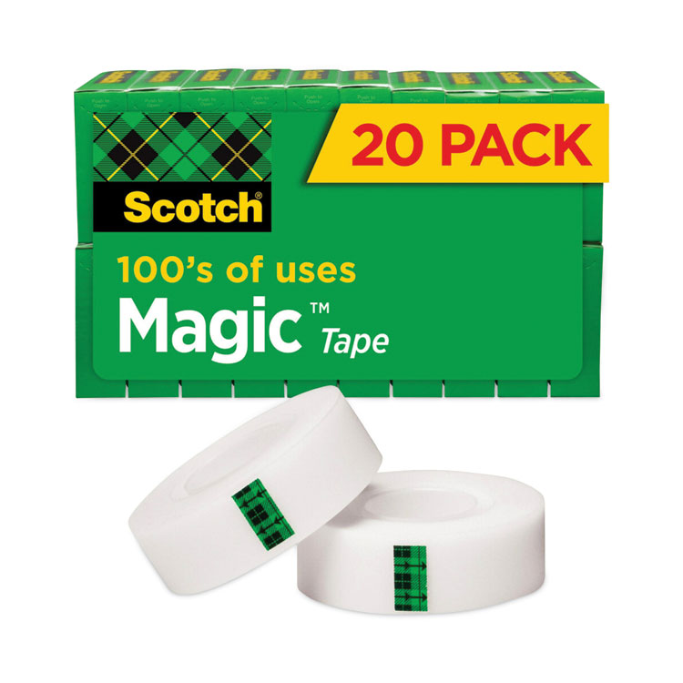 Scotch Magic Tape Value Pack, 1" Core, 0.75" x 83.33 ft, Clear, 20/Pack (MMM810K20)
