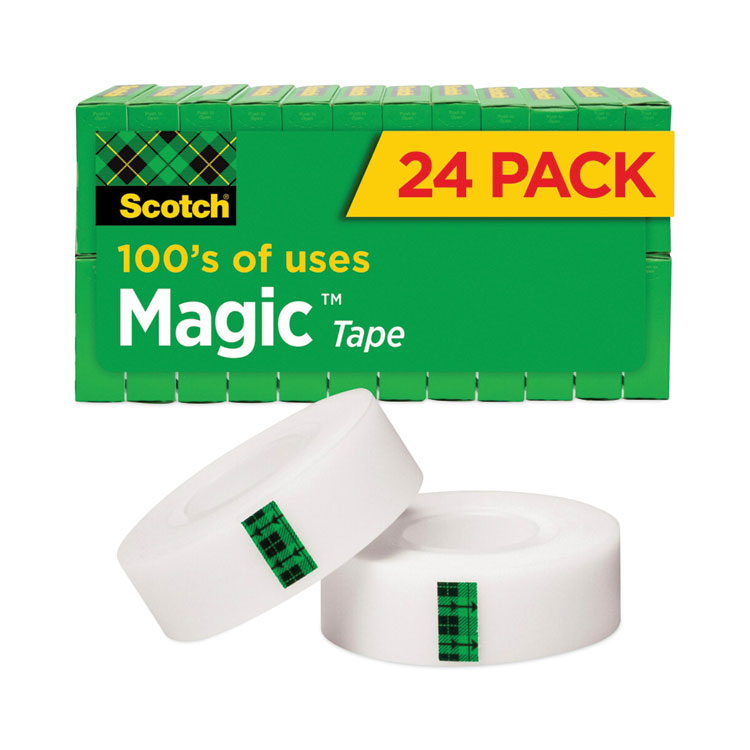 Scotch Magic Tape Value Pack, 1" Core, 0.75" x 83.33 ft, Clear, 24/Pack (MMM810K24)