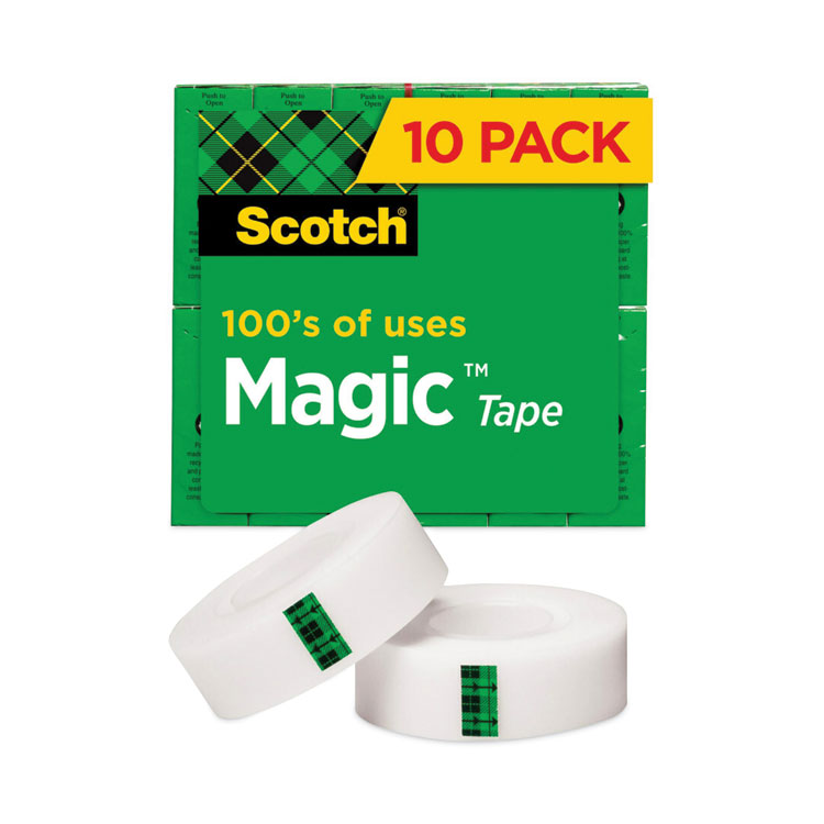 Scotch Magic Tape Value Pack, 1" Core, 0.75" x 83.33 ft, Clear, 10/Pack (MMM810P10K)