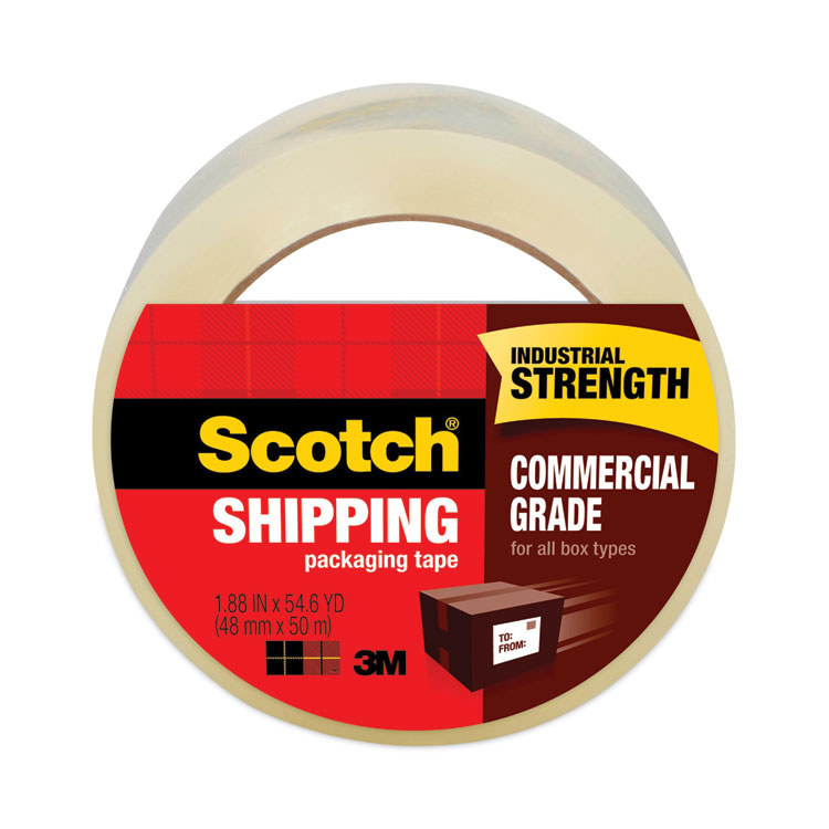Scotch 3750 Commercial Grade Packaging Tape with Dispenser, 3" Core, 1.88" x 54.6 yds, Clear, 48/Pack (MMM3750CS48)