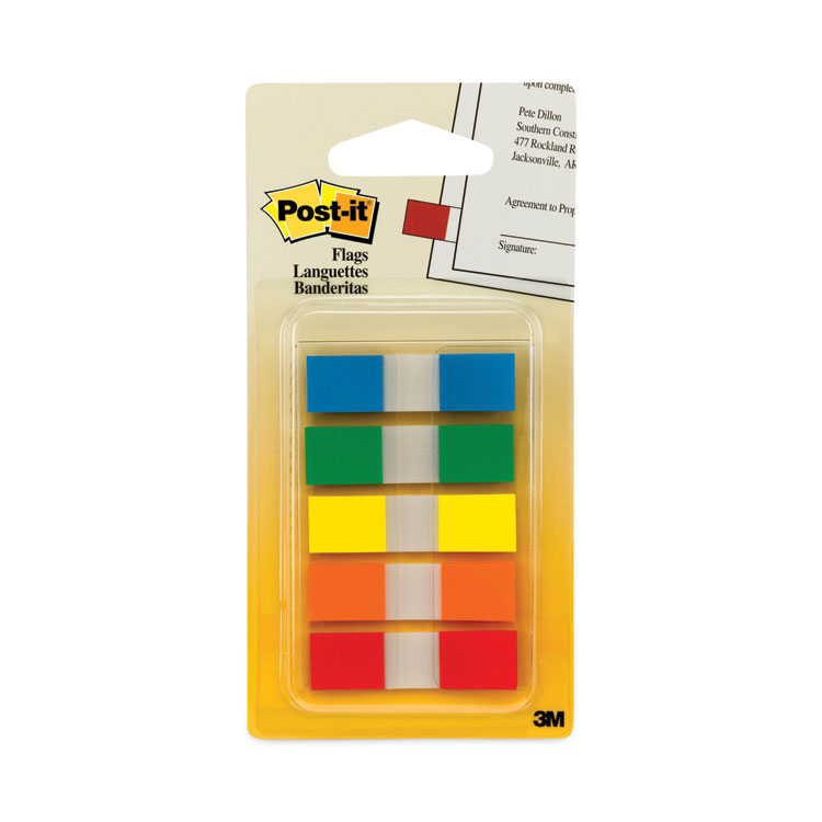 Post-it Flags Page Flags in Portable Dispenser, Assorted Primary, 20 Flags/Color, 100 Flags/Pack (MMM6835CF)