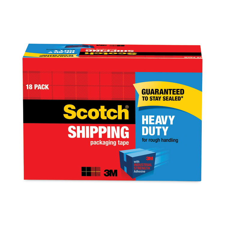 Scotch 3850 Heavy-Duty Packaging Tape Cabinet Pack, 3" Core, 1.88" x 54.6 yds, Clear, 18/Pack (MMM385018CP)