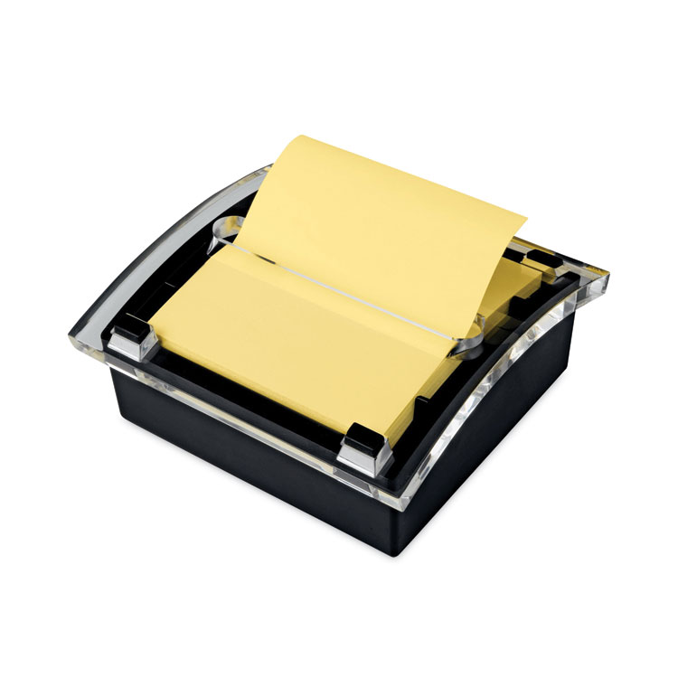 Post-it Pop-up Notes Clear Top Pop-up Note Dispenser, For 3 x 3 Pads, Black, Includes 50-Sheet Pad of Canary Yellow Pop-up Pad (MMMDS330BK)