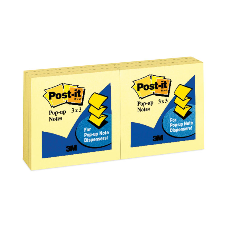 Post-it Pop-up Notes Original Canary Yellow Pop-up Refill, 3" x 3", Canary Yellow, 100 Sheets/Pad, 12 Pads/Pack (MMMR330YW)