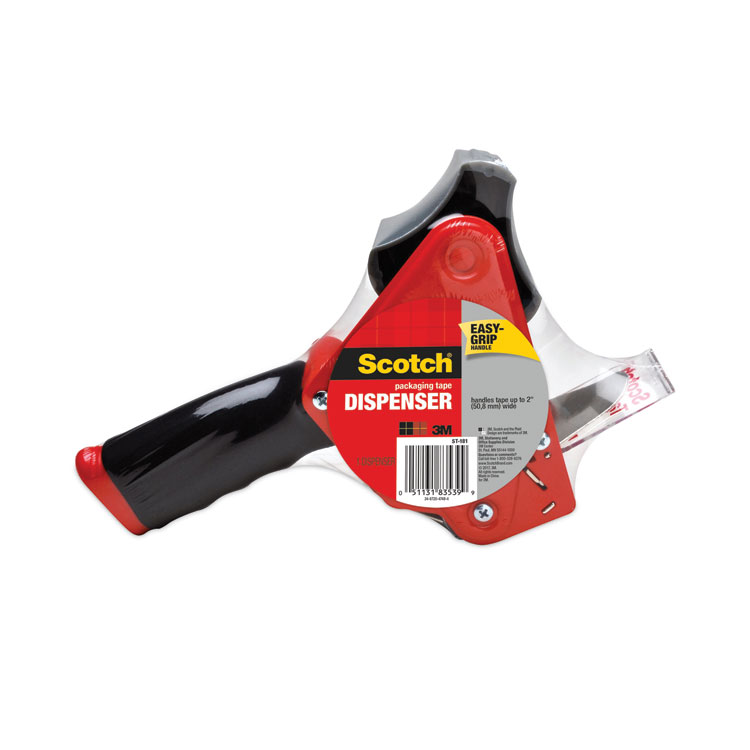 Scotch Pistol Grip Packaging Tape Dispenser, 3" Core, For Rolls Up to 2" x 60 yds, Red (MMMST181)
