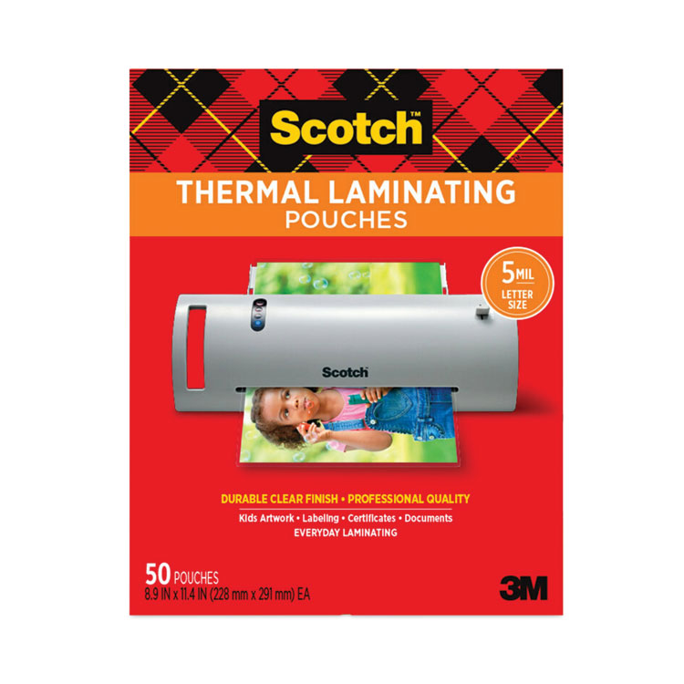 Scotch Laminating Pouches, 5 mil, 9" x 11.5", Gloss Clear, 50/Pack (MMMTP585450)