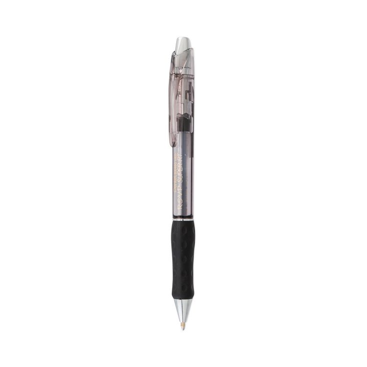 Pentel R.S.V.P. Super RT Ballpoint Pen, Retractable, Medium 1 mm, Black Ink, Clear/Black Barrel, Dozen (PENBX480A)