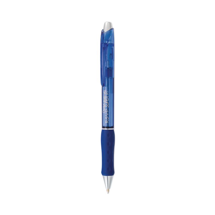 Pentel R.S.V.P. Super RT Ballpoint Pen, Retractable, Medium 1 mm, Blue Ink, Translucent Blue/Blue Barrel, Dozen (PENBX480C)