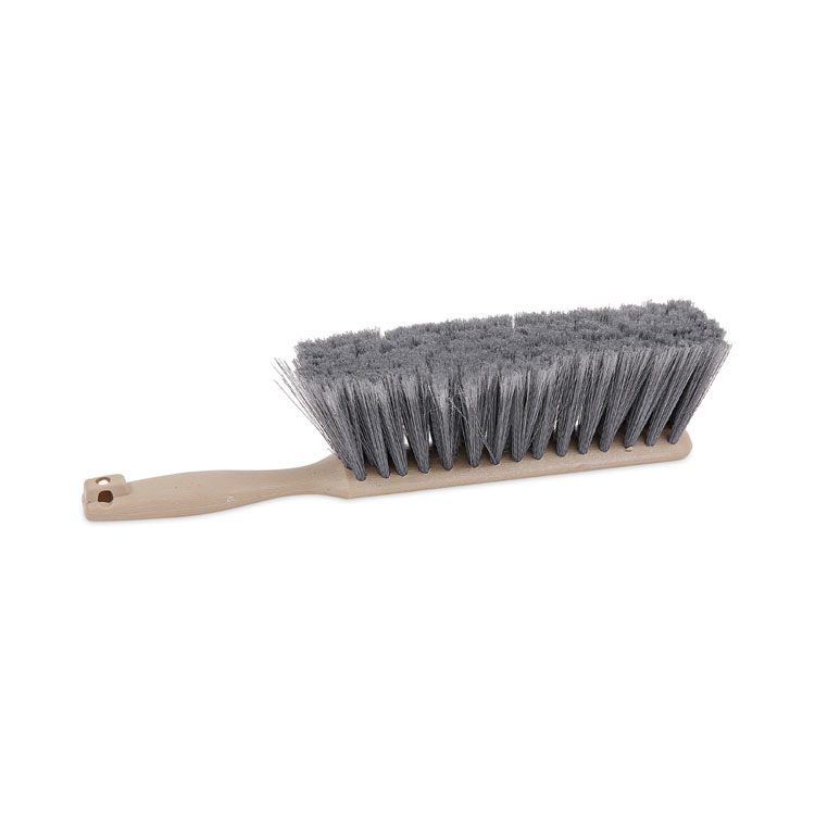 Boardwalk Counter Brush, Gray Flagged Polypropylene Bristles, 4.5" Brush, 3.5" Tan Plastic Handle (BWK5408)