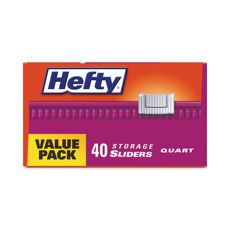 Hefty Slider Stand and Fill Food Storage Bags, Quart, 8" x 7", Clear, 40 Bags/Box, 9 Boxes/Carton (RFPR88075CT)