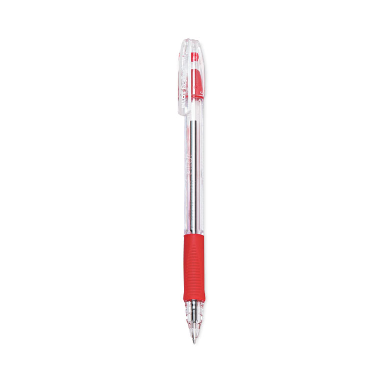 Pilot EasyTouch Ballpoint Pen, Stick, Fine 0.7 mm, Red Ink, Clear/Red Barrel, Dozen (PIL32003)