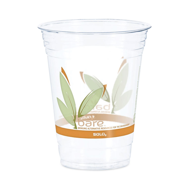 Dart Bare Eco-Forward RPET Cold Cups, 16 oz to 18 oz, Plastic, Leaf Design, 50/Pack (DCCRTP16DBAREPK)