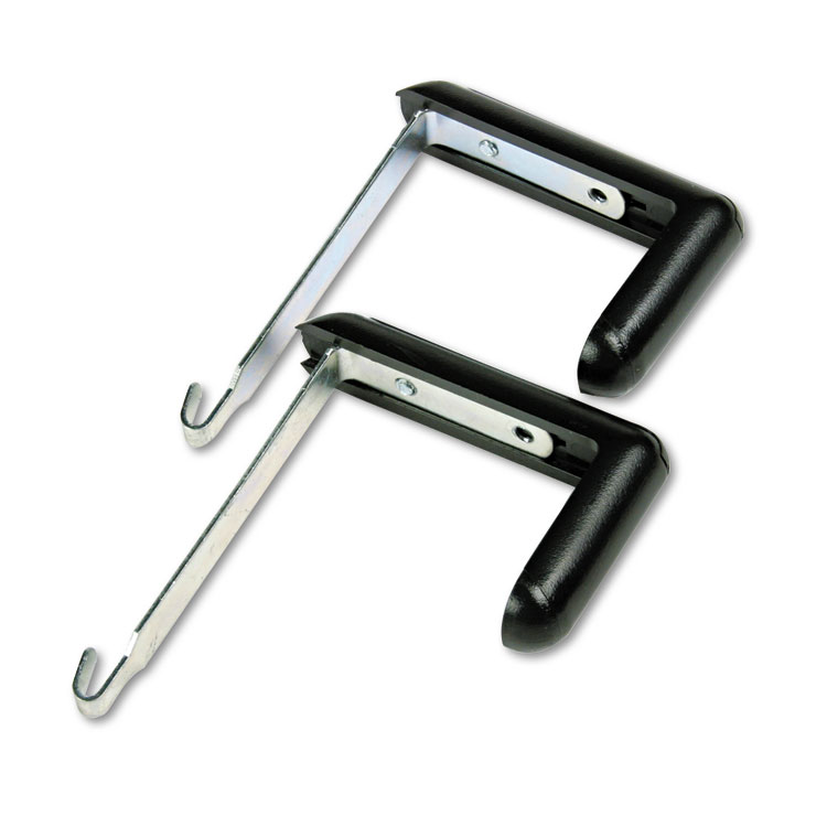 Quartet Adjustable Cubicle Hangers, For 1.5" to 3" Thick Partition Walls, Aluminum/Black, 2/Set (QRT7502)
