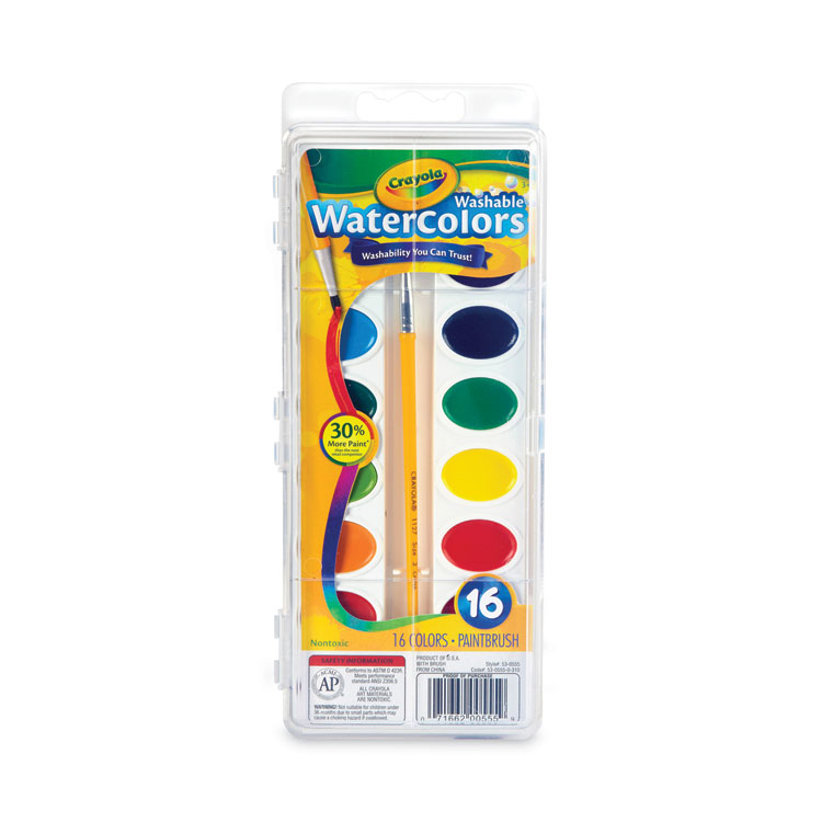 Crayola Washable Watercolors, 16 Assorted Colors, Palette Tray (CYO530555)