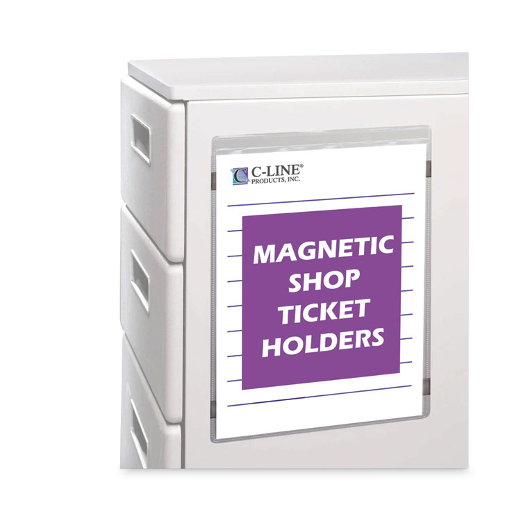 C-Line Magnetic Shop Ticket Holders, Super Heavy-Duty, Top Load 8.5 x 11 Insert, Clear Front, 15/Box (CLI83911)