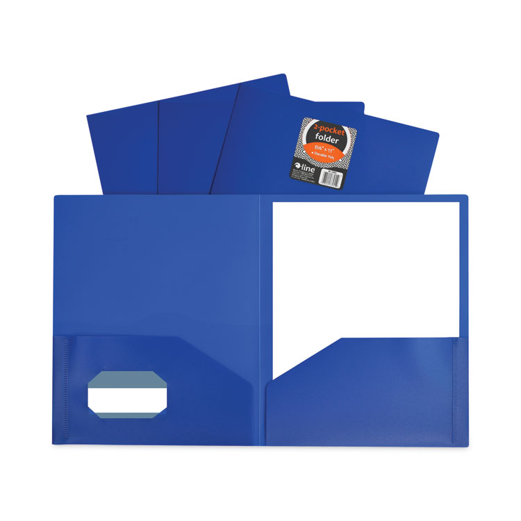 C-Line Two-Pocket Heavyweight Poly Portfolio Folder, 11 x 8.5, Blue, 25/Box (CLI33955BX)