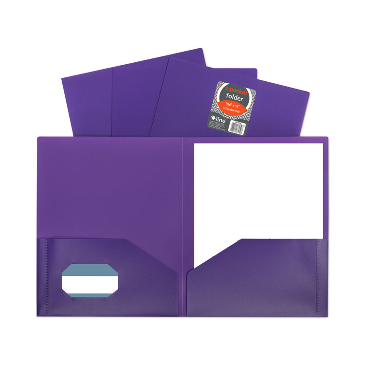 C-Line Two-Pocket Heavyweight Poly Portfolio Folder, 11 x 8.5, Purple, 25/Box (CLI33959BX)