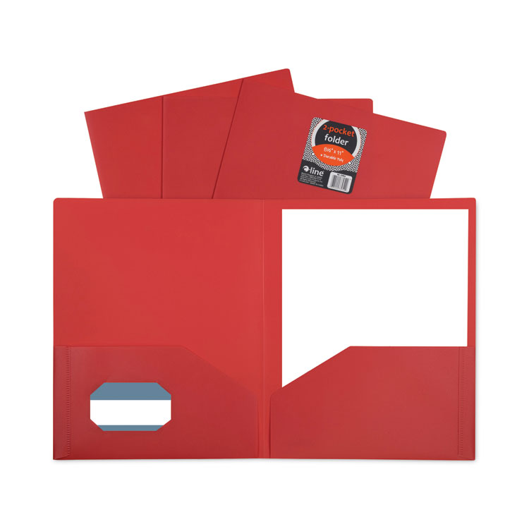 C-Line Two-Pocket Heavyweight Poly Portfolio Folder, 11 x 8.5, Red, 25/Box (CLI33954BX)