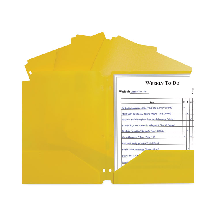 C-Line Two-Pocket Heavyweight Poly Portfolio Folder, 3-Hole Punch, 11 x 8.5, Yellow, 25/Box (CLI33936BX)