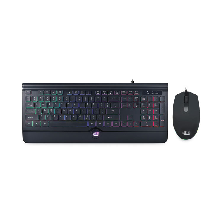 Adesso Backlit Gaming Keyboard and Mouse Combo, USB, Black (ADEAKB137CB)