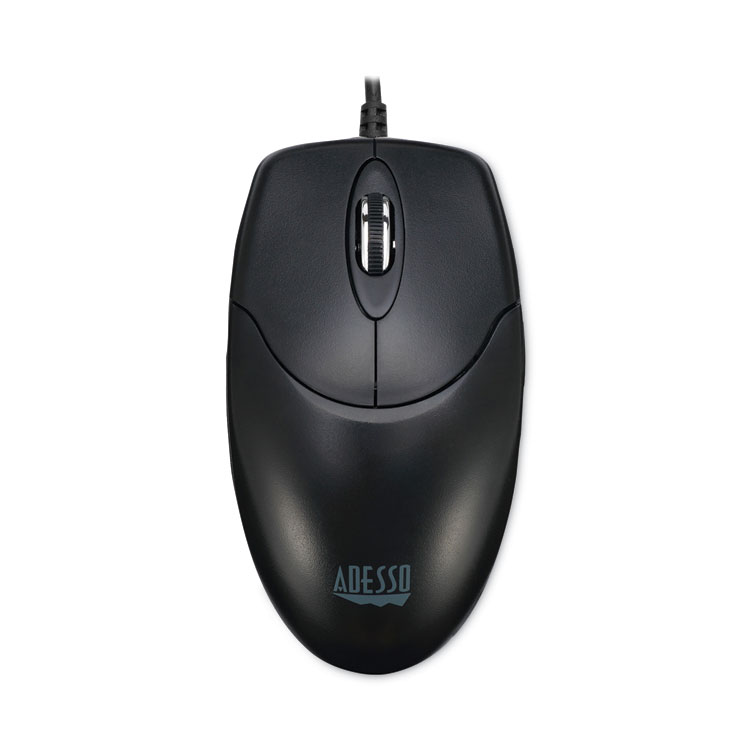 Adesso Three-Button Desktop Optical Scroll USB Mouse, USB 2.0, Left/Right Hand Use, Black (ADEHC3003US)