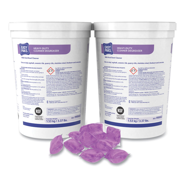 Easy Paks Heavy-Duty Cleaner/Degreaser, 1.5 oz Packet, 36/Tub, 2 Tubs/Carton (DVO990682)