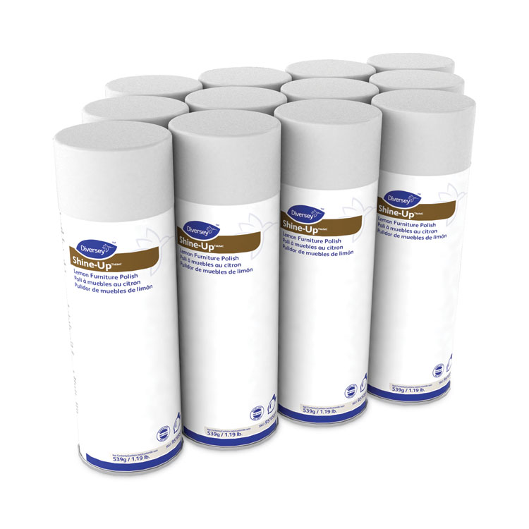Diversey Shine-Up Furniture Cleaner, Lemon Scent, 13.8 oz Aerosol Spray, 12/Carton (DVO95765571)